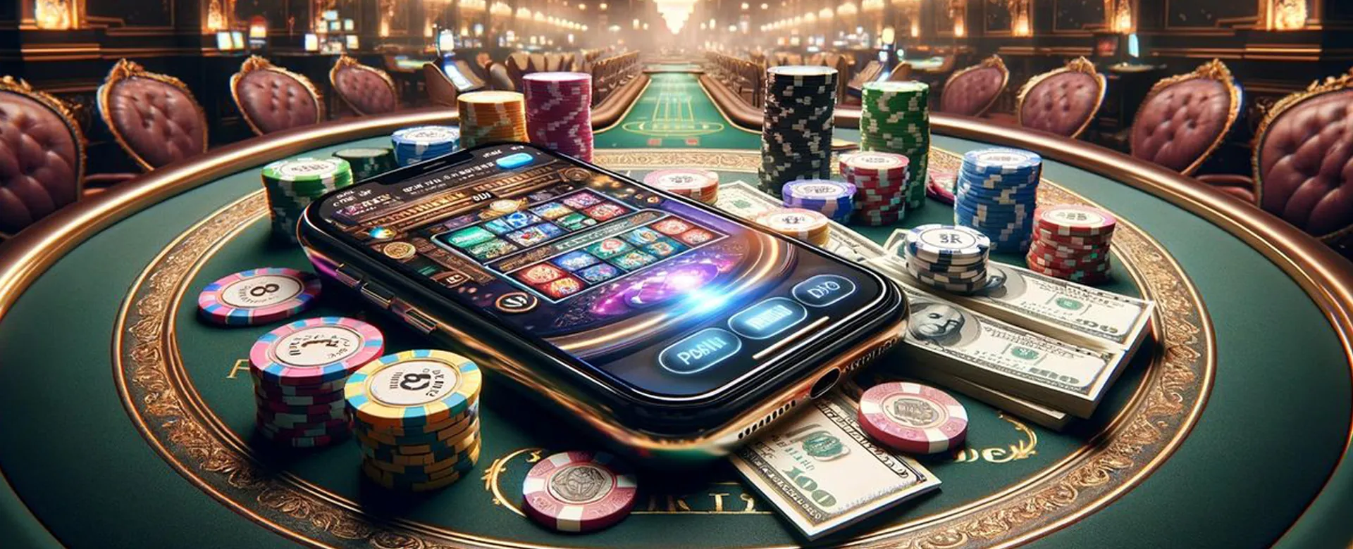 Dynamic casino background with NN777 PH Casino branding